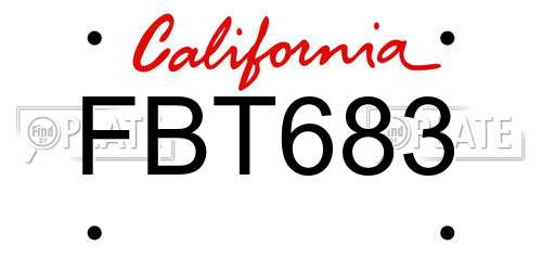 FBT683 California License Plate