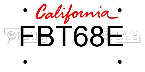 FBT68E California License Plate