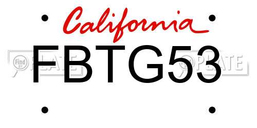 FBTG53 California License Plate