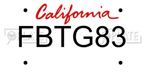FBTG83 California License Plate