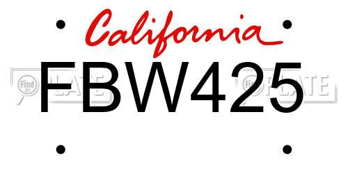 FBW425 California License Plate