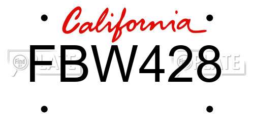 FBW428 California License Plate