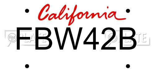 FBW42B California License Plate