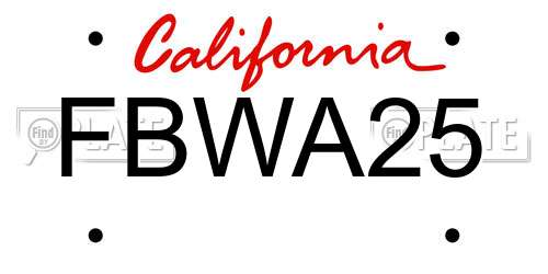FBWA25 California License Plate
