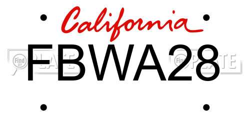FBWA28 California License Plate