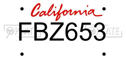 FBZ653 California License Plate