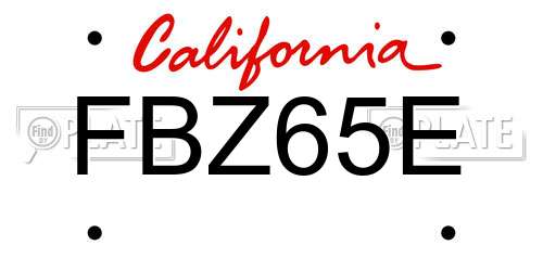 FBZ65E California License Plate