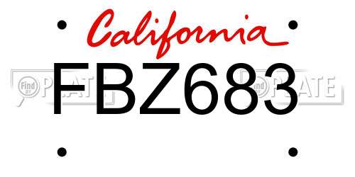 FBZ683 California License Plate