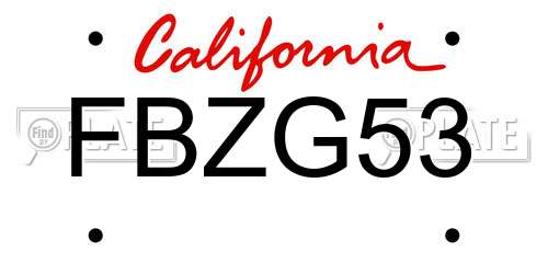 FBZG53 California License Plate