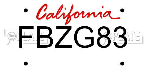 FBZG83 California License Plate