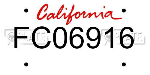 FC06916 California License Plate