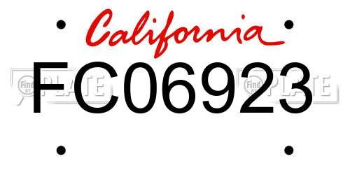 FC06923 California License Plate