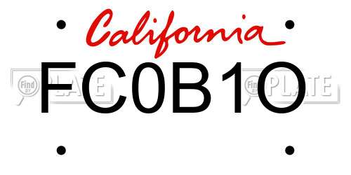 FC0B1O California License Plate