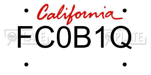 FC0B1Q California License Plate