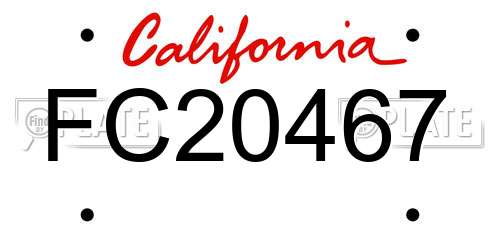FC20467 California License Plate