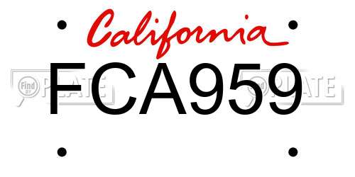 FCA959 California License Plate