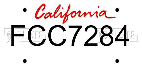FCC7284 California License Plate
