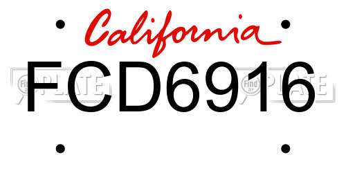 FCD6916 California License Plate