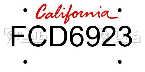 FCD6923 California License Plate