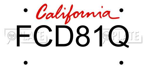 FCD81Q California License Plate
