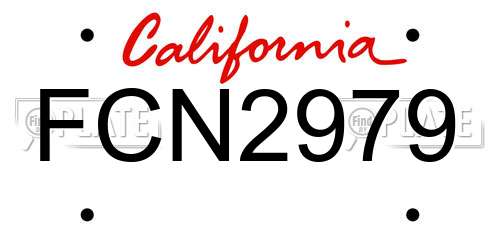 FCN2979 California License Plate
