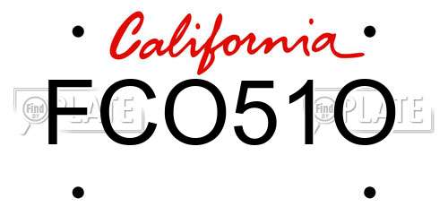 FCO51O California License Plate