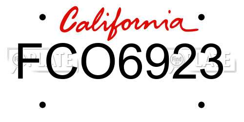 FCO6923 California License Plate