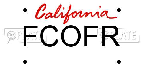 FCOFR California License Plate