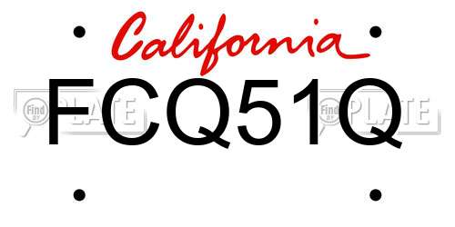 FCQ51Q California License Plate