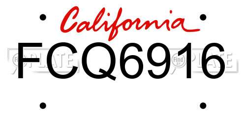 FCQ6916 California License Plate