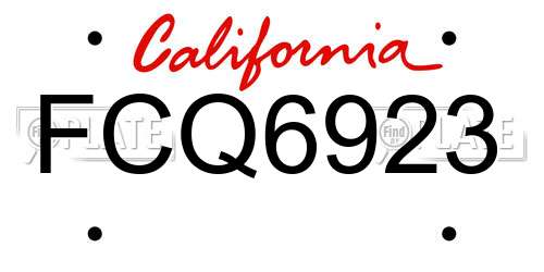 FCQ6923 California License Plate