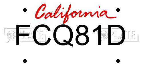 FCQ81D California License Plate