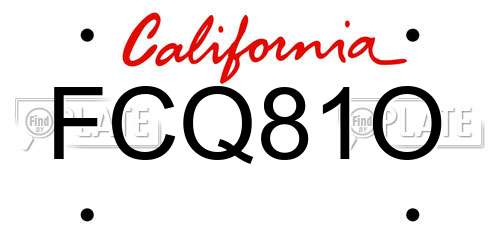 FCQ81O California License Plate
