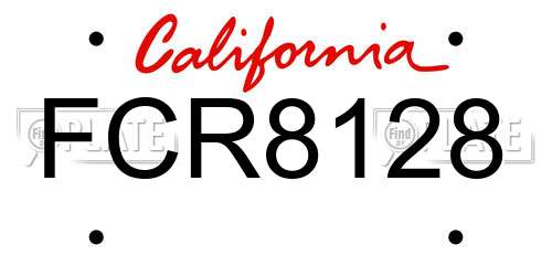 FCR8128 California License Plate