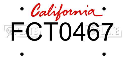 FCT0467 California License Plate