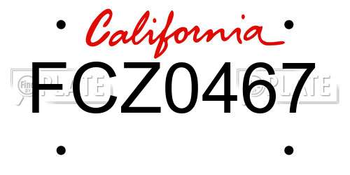 FCZ0467 California License Plate