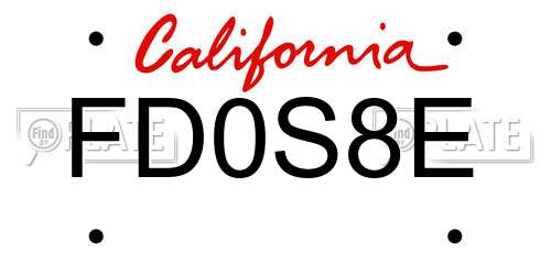 FD0S8E California License Plate