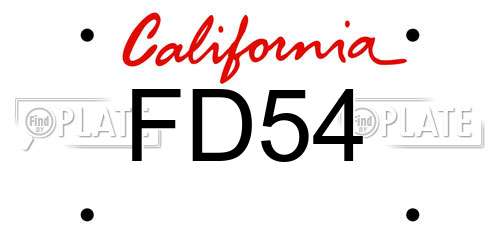 FD54 California License Plate