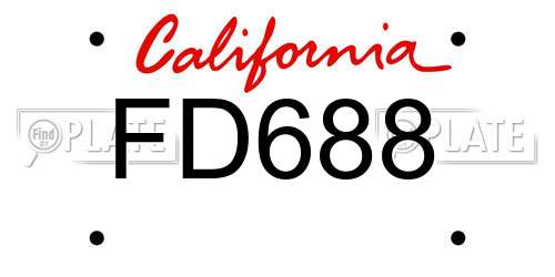 FD688 California License Plate
