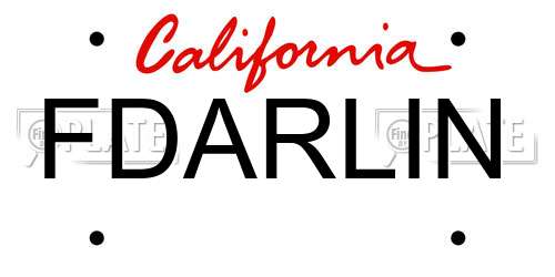 FDARLIN California License Plate