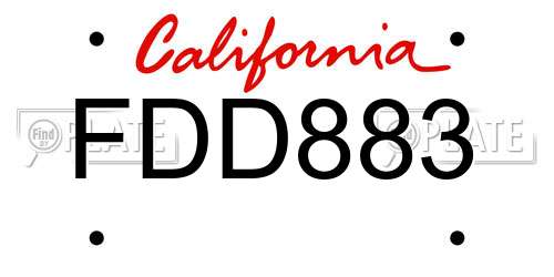 FDD883 California License Plate