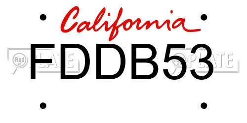FDDB53 California License Plate
