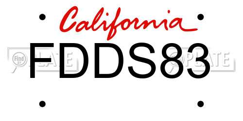 FDDS83 California License Plate