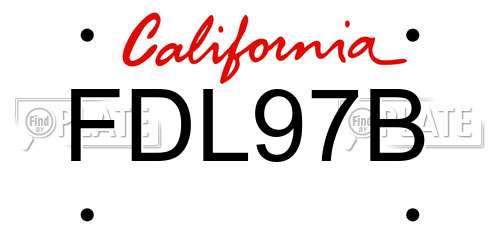 FDL97B California License Plate