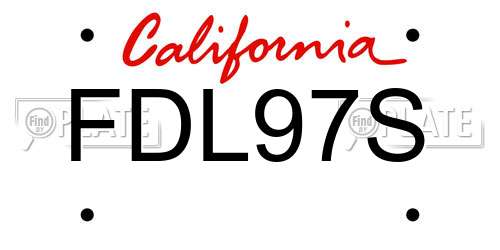 FDL97S California License Plate