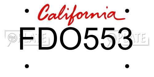FDO553 California License Plate