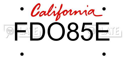FDO85E California License Plate