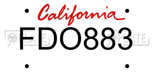 FDO883 California License Plate