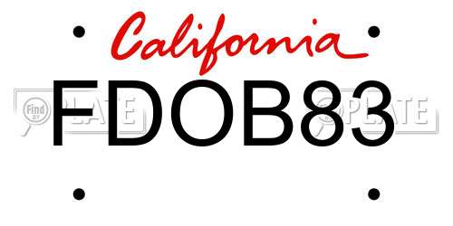 FDOB83 California License Plate