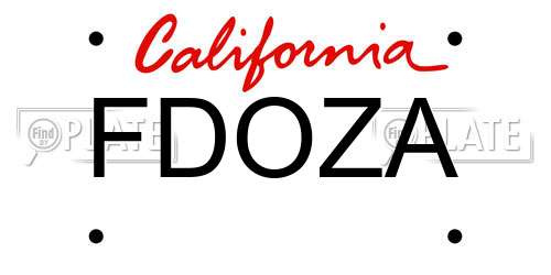 FDOZA California License Plate